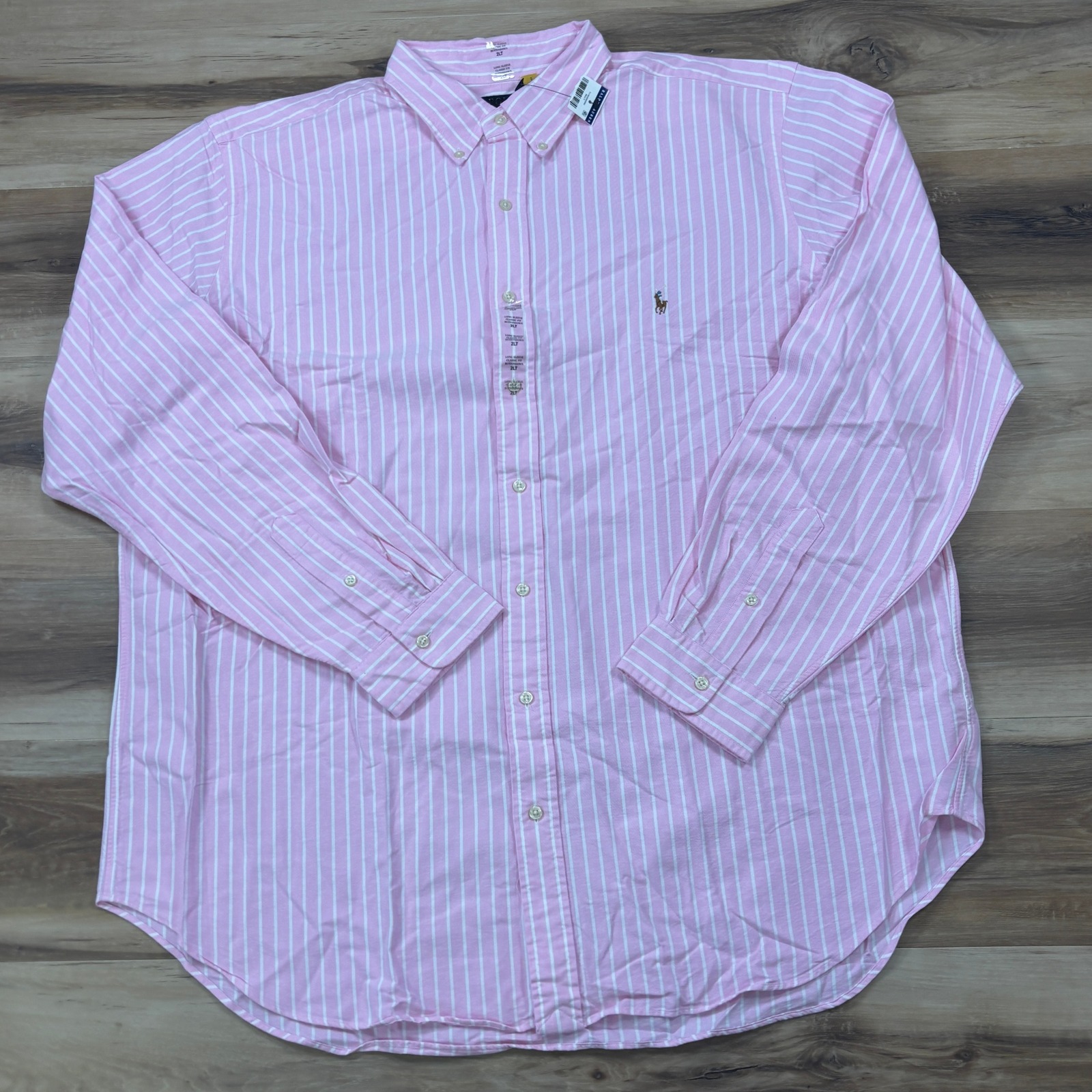 Polo Ralph Lauren Oxford Shirt Mens 2xlt Striped Cotton Classic Fit Pink Ocbd